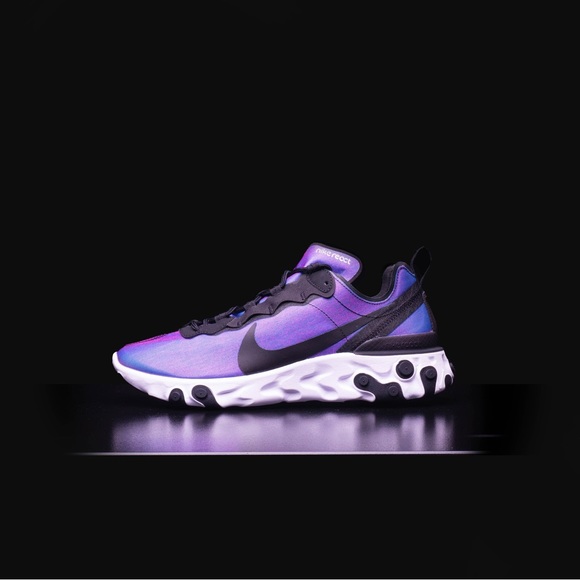NIKE Sneaker Women CD6964-001 REACT ELEMENT 55 PRM BLACK/LASER FUCHSIA, 8.5 - Picture 7 of 10